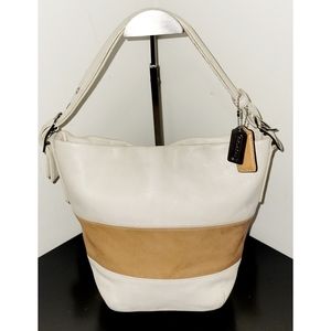 Coach 9173 Tan/Chalk Leather Rugby Duffle Bucket Bag